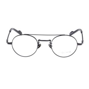 画像1:  yohji yamamoto (ヨウジヤマモト) 19-0027-1 ツーブリッジ メタル メガネ MATT BLACK/ マットブラック ティアドロップ 眼鏡