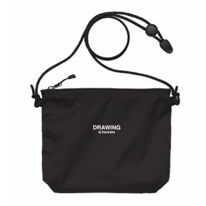 画像1: Drawing (ドローイング) ORIGINAL LOGO NYLON SACOCHE BAG BLACK / オリジナル ロゴ ナイロン サコッシュ バッグ ブラック