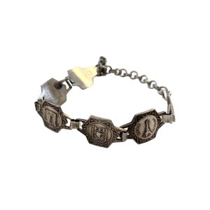 画像1: イギリス買付 1900〜1930年代頃 VINTAGE FRENCH FILIGRANE DEPOSE SOUVENIR bracelet ブレスレット SILVER/ ヴィンテージ フランス パリ スーベニア ブレスレット