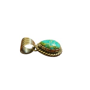 画像4: INDIAN JEWELRY  NAVAJO族 KEVIN RAMONE作 SONORAN GOLD TURQUOISE シルバー ネックレストップ/ナバホ族 ケビンラモーン ソノラン ゴールド ターコイズ インディアンジュエリー　