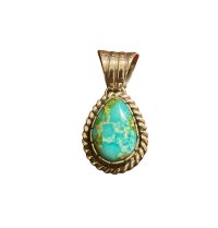 INDIAN JEWELRY  NAVAJO族 KEVIN RAMONE作 SONORAN GOLD TURQUOISE シルバー ネックレストップ/ナバホ族 ケビンラモーン ソノラン ゴールド ターコイズ インディアンジュエリー　