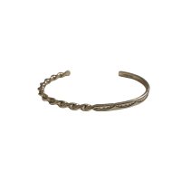 INDIAN JEWELRY  NAVAJO族 SILVER STAMP&TWIST HALF BANGLE /ナバホ族 シルバー スタンプワーク ツイスト ハーフ バングル インディアンジュエリー (1)