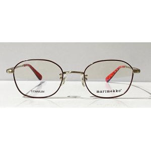 画像1: marimekko (マリメッコ) 32-0017-02 Michelle チタン メタルフレーム メガネ SILVER×WINE RED/ シルバー ワインレッド 眼鏡