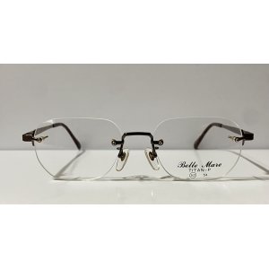 画像1:   VINTAGE Belle Mare  (ベルマーレ) 966 col.2 メタル ツーポイント メガネ BRONZE×CLEAR LENS/ヴィンテージ デッドストック ブロンズ クリアレンズ