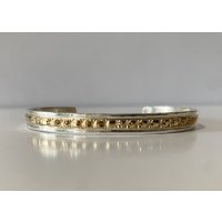 INDIAN JEWELRY  NAVAJO族 KING PINO作 SILVER×14K GF スタンプワーク BANGLE (1)/ナバホ族 キングピノ作 シルバー ゴールド バングル インディアンジュエリー 