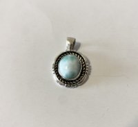 INDIAN JEWELRY  NAVAJO族 ANNIE MCCRAY作  LARIMAR シルバー ネックレストップ/ナバホ族  ラリマー ストーン インディアンジュエリー　