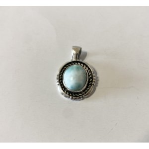 画像1: INDIAN JEWELRY  NAVAJO族 ANNIE MCCRAY作  LARIMAR シルバー ネックレストップ/ナバホ族  ラリマー ストーン インディアンジュエリー　