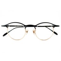 TITANOS × FACTORY900 (チタノス×ファクトリー900) MF001 03 41 PURE TITANIUM ラウンド メガネ BLACK×GOLD / 眼鏡 ブラック×ゴールド 日本製 ピュア チタン 