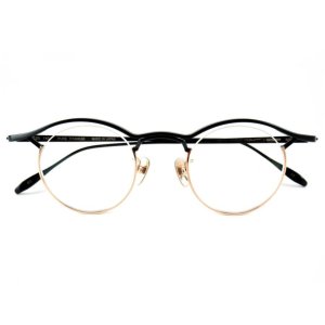 画像1: TITANOS × FACTORY900 (チタノス×ファクトリー900) MF001 03 41 PURE TITANIUM ラウンド メガネ BLACK×GOLD / 眼鏡 ブラック×ゴールド 日本製 ピュア チタン 