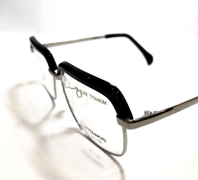 マルマン TITANOS T-829 チタン ブロータイプ メガネ BLACK/チタノス サーモント 眼鏡 ブラック 日本製 - Drawing