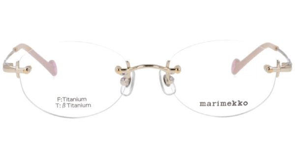 画像1: marimekko (マリメッコ) 32-0060-01 Henna メタル オーバル メガネ LIGHT GOLD×PINK BEIGE/ ライトゴールド×ピンクベージュ  眼鏡 (1)