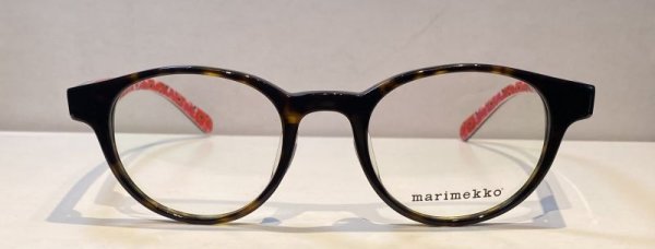 画像1: marimekko (マリメッコ) 32-0006-2  Leona ボストン メガネ  BROWN TORTOISE -RED/ ブラウン ベッコウ柄 レッド ウニッコ柄 眼鏡 (1)