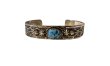 画像1: INDIAN JEWELRY  NAVAJO族 HENRY MARIANO作 SILVER×GOLDENHILL TURQUOISE スタンプワーク BANGLE /ナバホ族 ヘンリーマリアーノ作 シルバー ゴールデンヒル ターコイズ バングル インディアンジュエリー  (1)