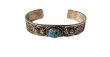 画像2: INDIAN JEWELRY  NAVAJO族 HENRY MARIANO作 SILVER×GOLDENHILL TURQUOISE スタンプワーク BANGLE /ナバホ族 ヘンリーマリアーノ作 シルバー ゴールデンヒル ターコイズ バングル インディアンジュエリー  (2)