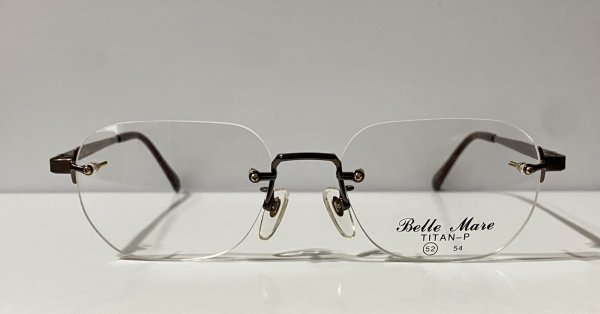 画像1:   VINTAGE Belle Mare  (ベルマーレ) 966 col.2 メタル ツーポイント メガネ BRONZE×CLEAR LENS/ヴィンテージ デッドストック ブロンズ クリアレンズ (1)