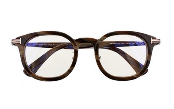 画像1: TOMFORD  (トムフォード) FT6009KB col.062 Brown Horn ボストン メガネ アイウェア ブラウンホーン/ 眼鏡 ブルーカットレンズ  (1)