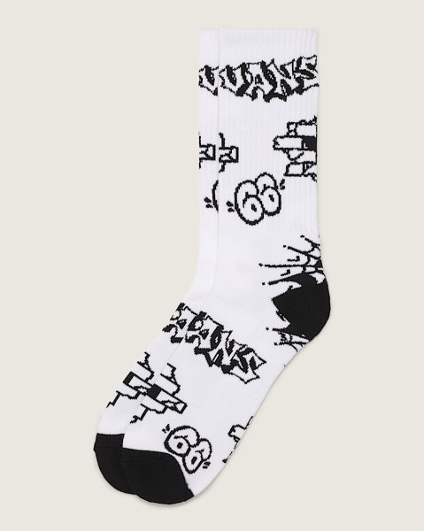 画像1: USA買付 VANS Flash Art Crew White /ヴァンズ バンズ 総柄 ソックス 靴下 ホワイト (1)
