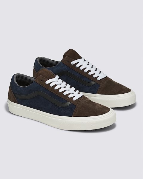 画像1: USA買付 VANS Old Skool Pig Suede Shoe BROWN×NAVY/ヴァンズ バンズ オールドスクール ピッグスウェード ブラウン×ネイビー【箱無し】 (1)