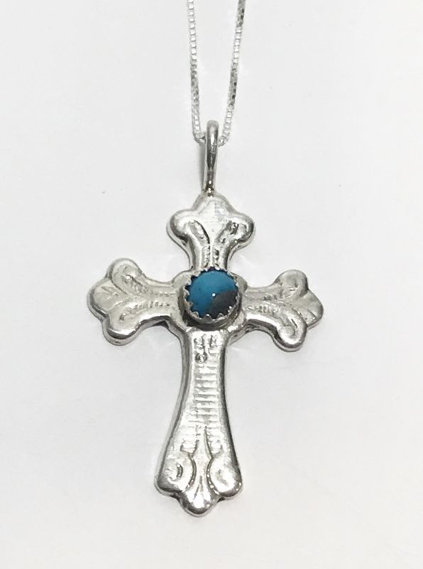 INDIAN JEWELRY NAVAJO族 TURQUOISE CROSS NECKLACE/ナバホ族