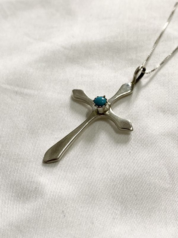 INDIAN JEWELRY NAVAJO族 TURQUOISE CROSS NECKLACE/ナバホ族